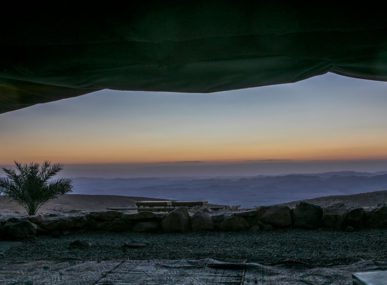 The sunrise from Desert Shade's bedouin tent